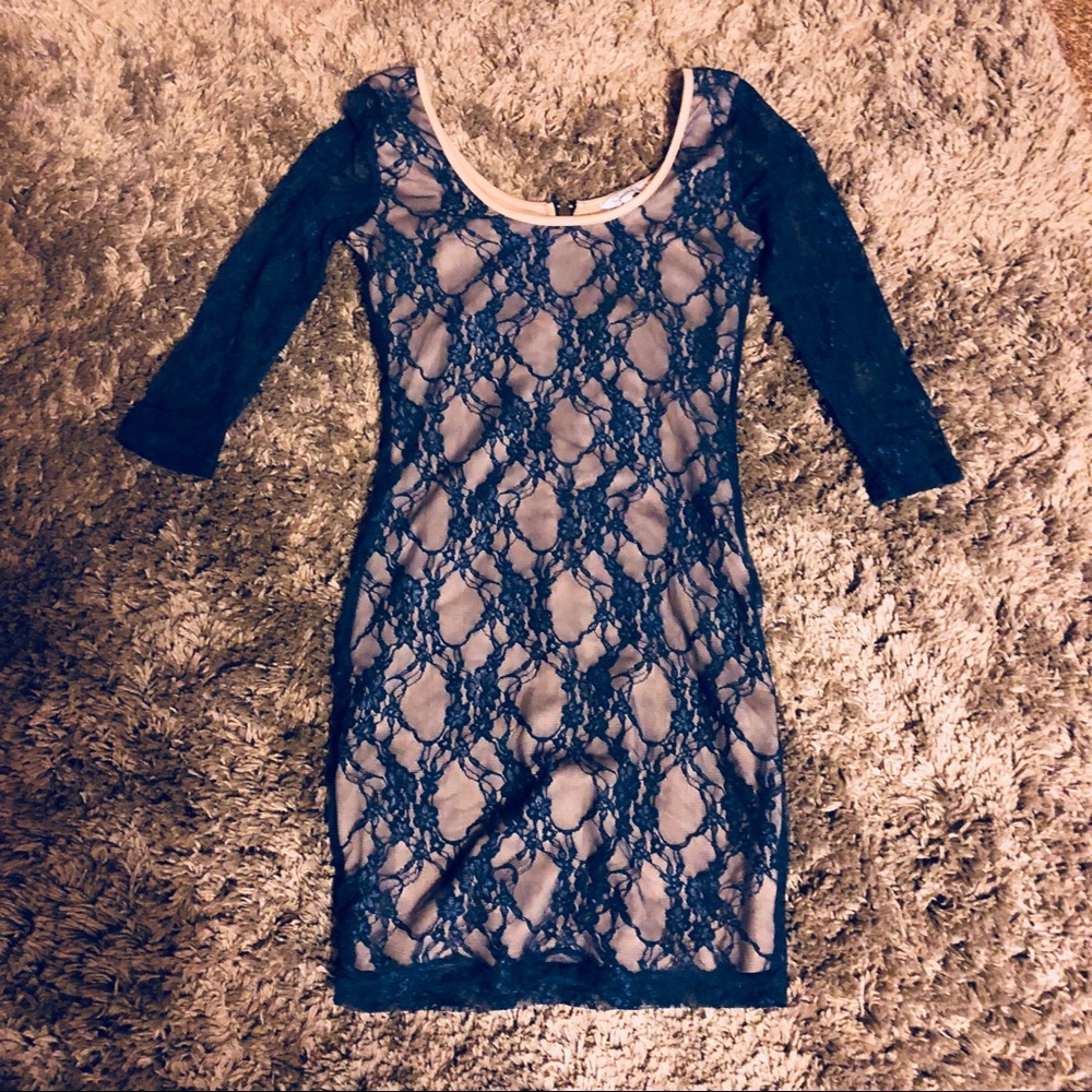 lace blue midi dress